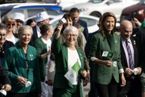 The Honourable Edith Dumont walking in the parade