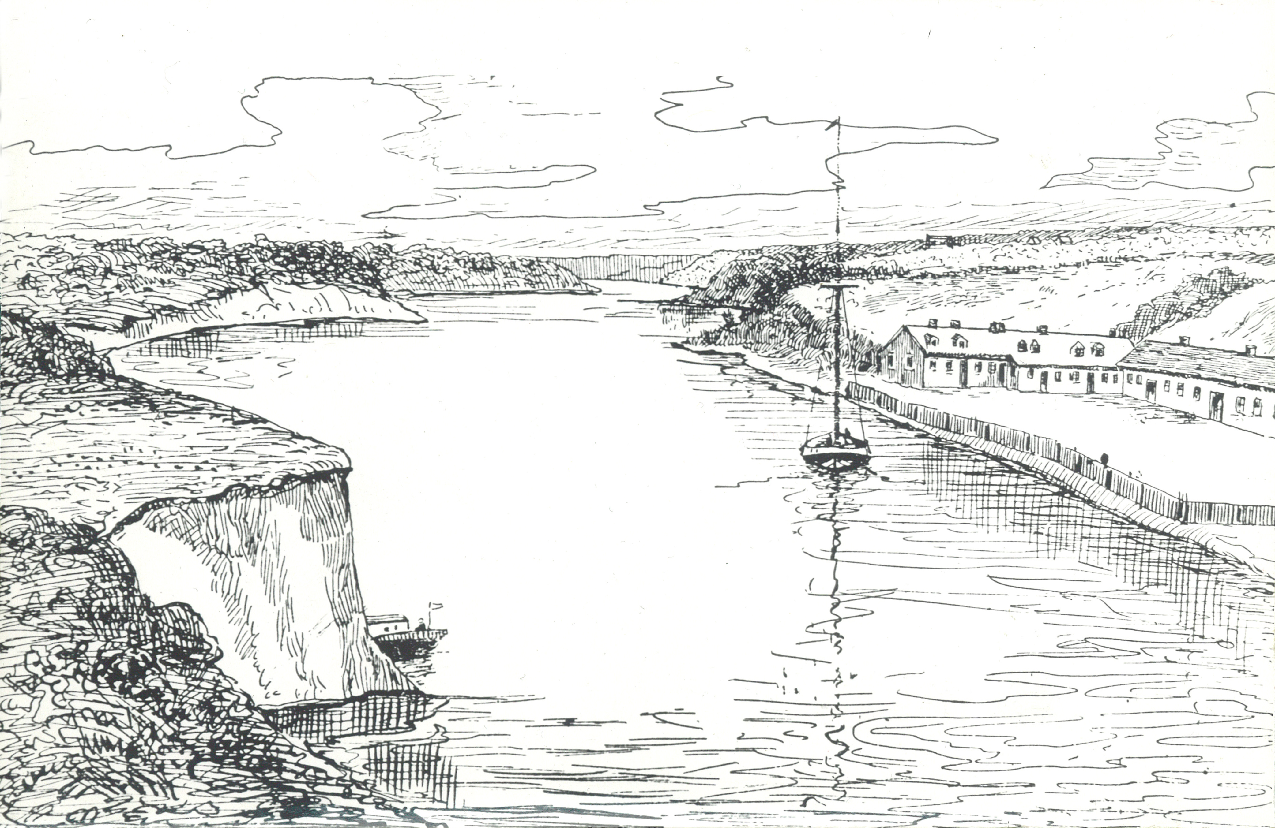 A sketch of Navy Hall and what is now Niagara on the Lake